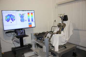 Testing seat materials at the FCA Automotive Research and Development Centre. (Photo by Maureen Revait) 
