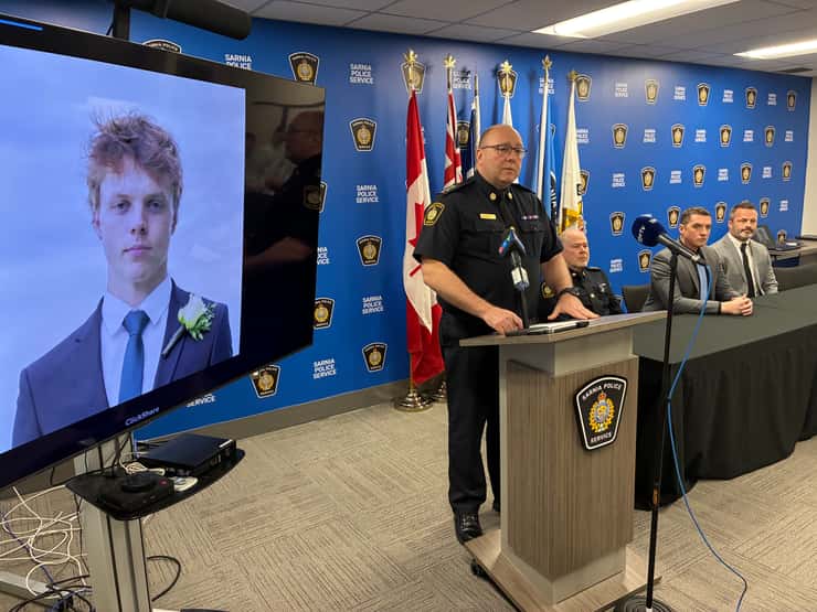 SPS Chief Derek Davis provides an update about the Dane Nisbet murder case at a media conference - Apr. 28/26 (Blackburn Media photo by Josh Boyce)