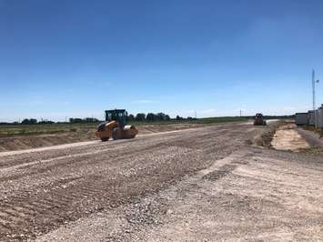 Construction of new roadways to NOVA Chemical's future polyethylene plant in St. Clair Township. July, 2018. (Photo courtesy of Meaghan Lawrence.)