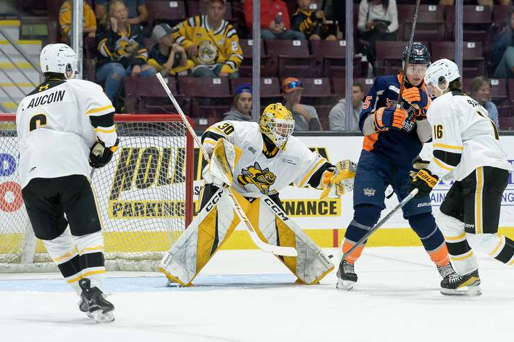 Flint Firebirds at Sarnia Sting, Sunday September 29, 2025. Photo by Metcalfe Photography. 