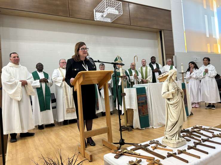Director of Education Lisa Demers at the Sacred Heart Catholic School (Photo by: Lindsay Newman/ Blackburn Media)