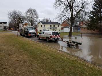 CK Fire & Water Rescue after evacuating homes on Siskind Ct. in Chatham on Feb 24, 2018 (Photo by Cheryl Johnstone)