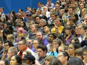 The crowd listening to Prime Minister Justin Trudeau at his London town hall, January 11, 2018. (Photo by Miranda Chant, Blackburn News)