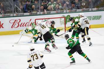 The Sarnia Sting taking on the London Knights in Game 2 of the OHL Western Conference final. 30 April 2023. (Metcalfe Photography)