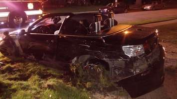 Crews assess a crash on Victoria Ave. Windsor (Photo courtesy of Joe McParland)