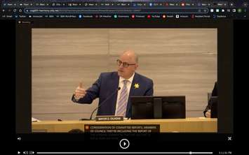 Windsor Mayor Drew Dilkens during a regular meeting of council. April 24, 2023. Capture via City of Windsor website. 