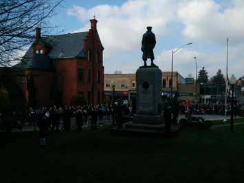 The crowd gathered at the Cenotaph in Wingham, ON for the 2015 Remembrance Day Service.