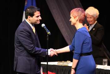 Fred Francis is sworn in at Windsor Council's inaugural meeting, December 1, 2014. (photo by Mike Vlasveld)