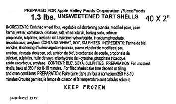 Some tart shells with these labels are being recalled by the Canadian Food Inspection Agency. (Photo courtesy of the Canadian Food Inspection Agency)
