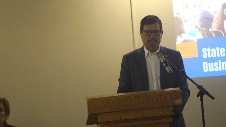 Township of Enniskillen Mayor Kevin Marriott at the 2025 State of Lambton Business Breakfast (Photo by: Lindsay Newman/ Blackburn Media)