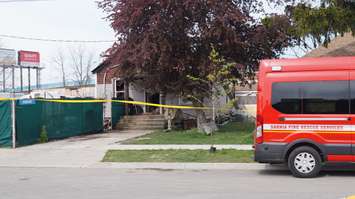 Firefighters responded to a structure fire in the 400 block of Brock St. S. near Campbell St., at 9:30pm Tuesday. Photo taken May 11, 2016 (BlackburnNews.com Photo by Jake Jeffrey)