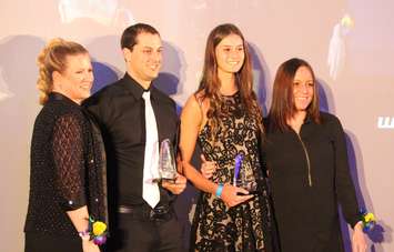 Recipients of a 2016 WESPY receive their awards, March 28, 2016, (Photo by Maureen Revait)