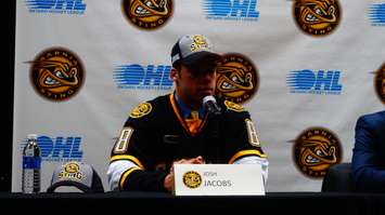Sarnia Sting welcomes Josh Jacobs to the hockey club. June 1st, 2015 (photo by Jake Jeffrey blackburnnews.com)