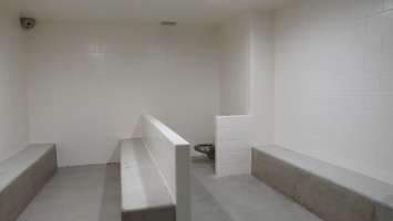 A holding cell at the Regional Intermittent Centre at the Elgin-Middlesex Detention Centre in London, September 13, 2016. (Photo by Miranda Chant, Blackburn News.)