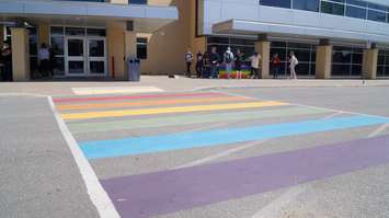 Northern Secondary's rainbow walkway. June 6, 2019. (BlackburnNews photo by Colin Gowdy)