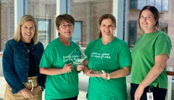 Manager of Palliative Medicine & Oncology Jody McGregor, Manager of Intensive Care, Respiratory Therapy & Dialysis Debbie Matchett, Medical Director of Critical Care Medicine Dr. Glenna Cuccarolo, and Professional Practice Supervisor, Intensive Care & Dialysis Chelsey Nimmo. (From left to right) 