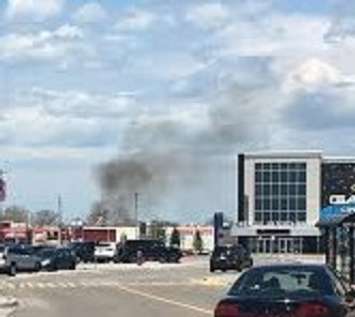Black smoke as seen from Lambton Mall parking lot. Submitted photo. 