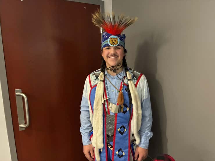 Gordan Bressette at Lambton College's 2026 Pow Wow - Apr. 2/26 (Blackburn Media Photo by Evan Frederiksen)