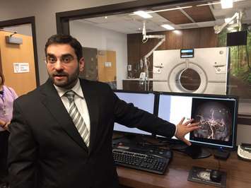 Bluewater Health Medical Director of Diagnostic Imaging Dr. Youssef Almalki shows off the new GE Revolution CT machine at the Sarnia hospital. January 11, 2017 BlackburnNews.com photo by Melanie Irwin