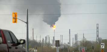 A plant upset at NOVA Chemicals Corunna causes high flaring Apr. 27, 2017 (Photo by Melanie Irwin)