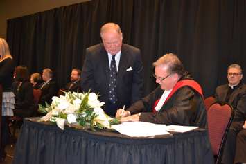 New members of council are sworn in for the 2018-2022 term at the John D Bradley Convention Centre in Chatham, December 3, 2018.  (Photo by Allanah Wills)