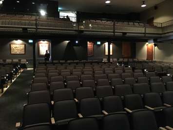 A ground view of the new seating in the Blyth Memorial Hall's theatre. (Photo by Ryan Drury)