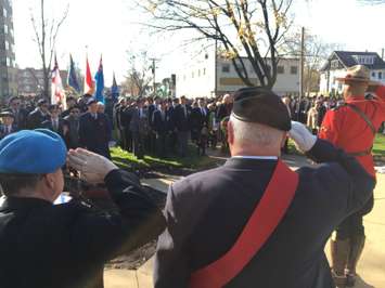 Sarnia Remembrance Day ceremony at the cenotaph on Wellington St. November 11, 2015 (BlackburnNews.com Photo by Briana Carnegie)