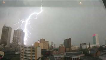 Lightning strikes over Windsor, September 3, 2015. (Photo courtesy of Ryan Eyres)