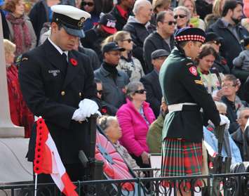 Veterans honoured at Remembrance Day ceremonies at the cenotaph in Windsor, November 11, 2014. (photo by Mike Vlasveld)