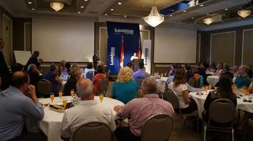 Large crowd gathers for the Lambton College announcement at the college's event centre. June 24, 2015 (BlackburnNews.com Photo by Briana Carnegie)