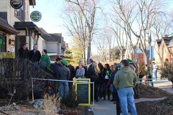 The lineup outside Maggio's Kildare House in Windsor on St. Patrick's Day Tuesday March 17, 2015. (Photo by Adelle Loiselle)