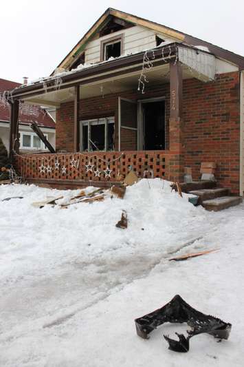 Windsor firefighters respond to a blaze at 574 Elliott St. E on February 18, 2015. (Photo by Jason Viau)