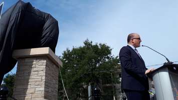 Windsor Mayor Drew Dilkens speaks before the unveiling of the Brock and Tecumseh statue, September 7, 2018. Photo by Mark Brown/Blackburn News.