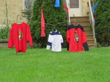 Lucan residents have setup hockey displays in their yards  as part of Kraft Hockeyville, September 18, 2018. (Photo by Miranda Chant, Blackburn News)