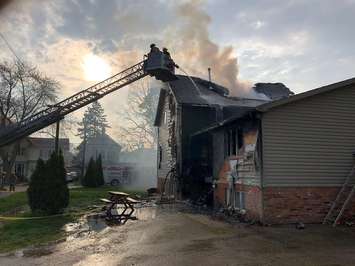 Firefighters battle a house fire in the area of Grant Street and Chatham Street in Chatham, May 8, 2019. (Photo courtesy of Chatham-Kent Fire and Emergency Services) 