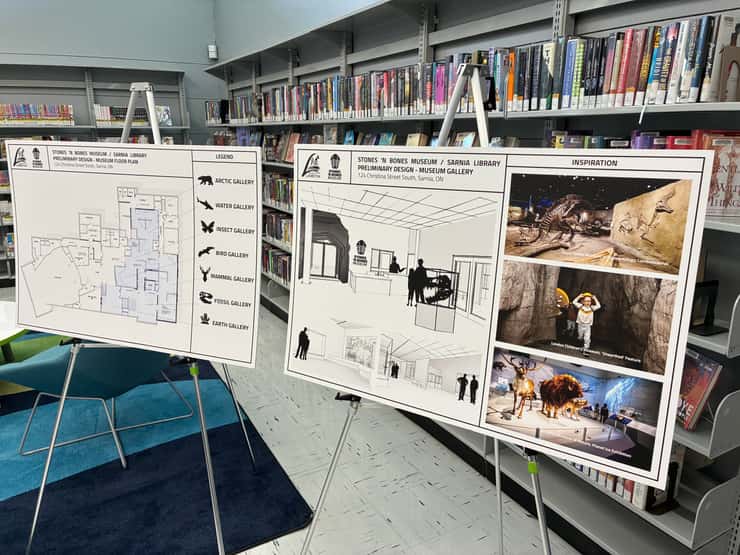 Preliminary design for the Stones ‘N Bones Museum at Sarnia Library. September 10, 2026. (Photo by Natalia Vega) 