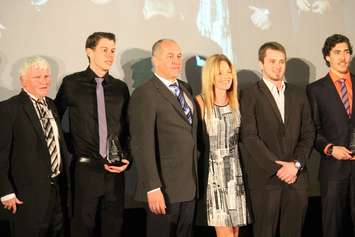 Recipients of a 2016 WESPY receive their awards, March 28, 2016, (Photo by Maureen Revait)
