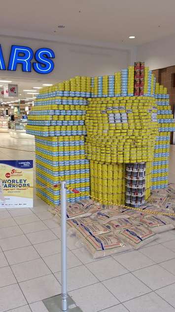 CANstruction 2016.  Hunger Isn't Pharoh by Worley Parsons. BlackburnNews.com photo by Stephanie Chaves.