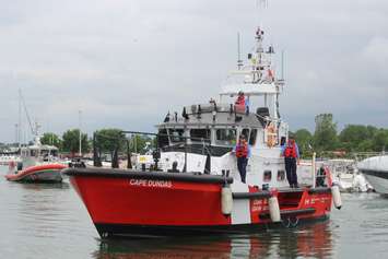 A Canada Coast Guard vessel is brought in for the naming ceremony of the 