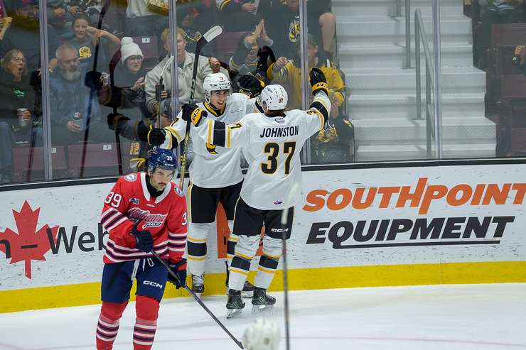 Sarnia Sting host the Oshawa Generals on Oct 12, 2024 (Photo by: Darren Metcalfe Photography)