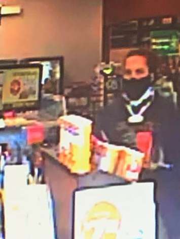 Chatham-Kent police want to identify this woman in connection with a theft investigation in Ridgetown. (Photo courtesy of Chatham-Kent police)