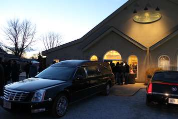 Fallen veteran and Wheatley native John Gallagher's body is brought to the Blenheim Community Funeral Home on November 20, 2015. (Photo by Ricardo Veneza)