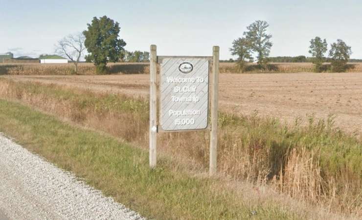 Existing village sign, located at Kimball Road and Kent Line. (Photo courtesy of St. Clair Township council report)