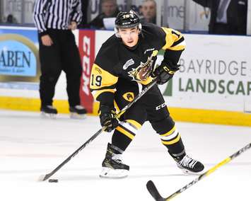 Adam Laishram of the Hamilton Bulldogs. Photo by Aaron Bell/OHL Images