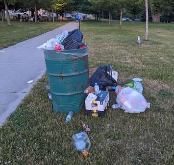 Concerns about overflowing garbage at Goderich beaches. (Submitted photo)
