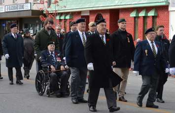 Veterans make their way to the Port Elgin Remembrance Day ceremony. (Photo by Jordan Mackinnon)