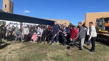 The official groundbreaking of a new hockey arena on campus, October 21, 2025. (Photo by Maureen Revait) 