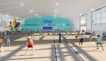 An artist rendering of The Beach Hangar. Rendering courtesy of MCI Design-Build Corporation.