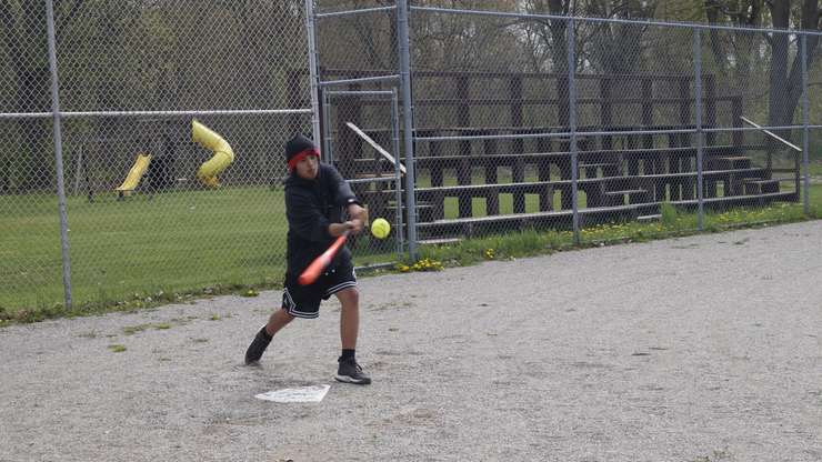 Impromptu game at the ballpark. May 1, 2024. (Photo by Natalia Vega) 