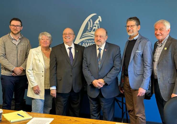[Insert image: Brian Mundt (left), Heather Martin, MPP Bob Bailey, MPP Michael Tibollo, Michael John Kooy, and John DeGroot. April 22, 2024. (Submitted photo by Anthony Rizzetto)]